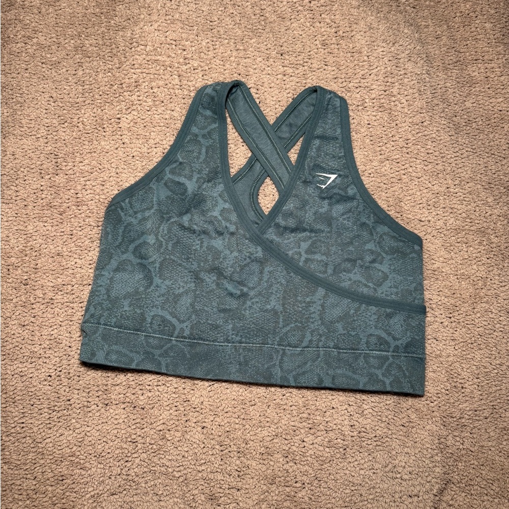 Gymshark Adapt Camo Seamless Sports Bra – Green/Teal